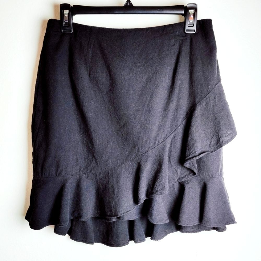 A New Day Black Cotton Ruffle Mini Skirt, Sz 10
